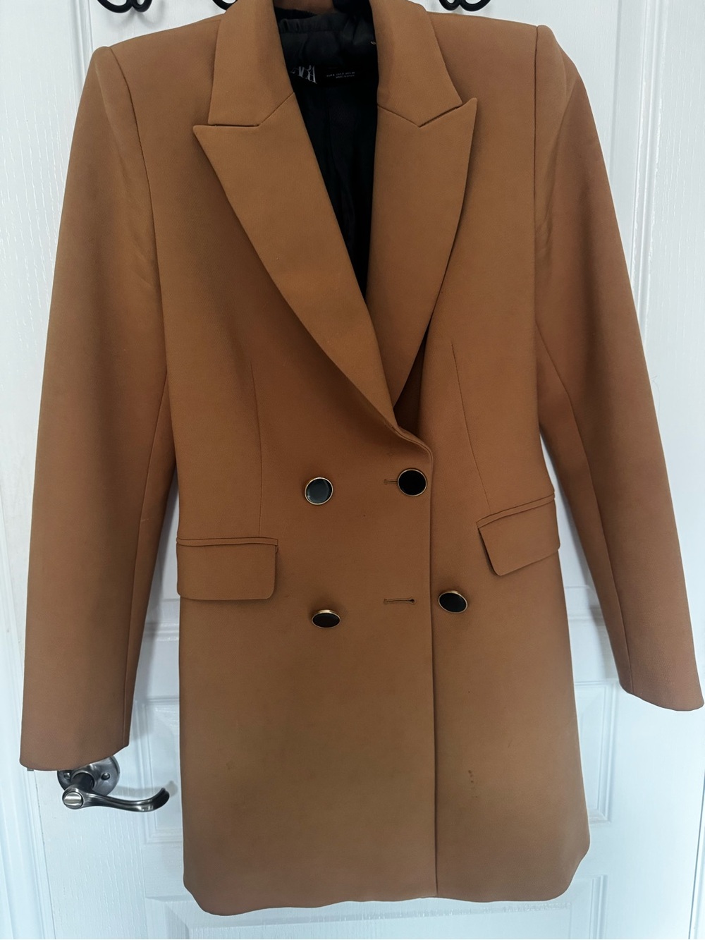 Tailored Double-Breasted Women's Coat in Camel Zara Small